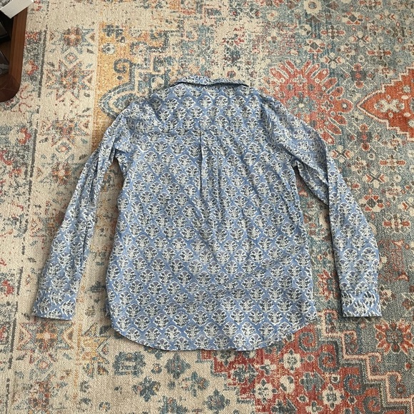 Madison Mathews Indian block print cotton lightweight long-sleeve button down - Picture 4 of 7